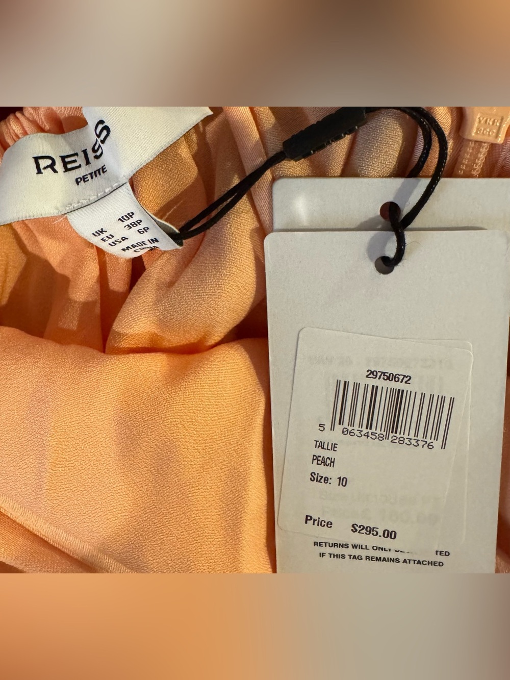 Reiss Satin Peach Backless Maxi Dress with Side Slit - Size 10 NWT - Picture 6 of 7